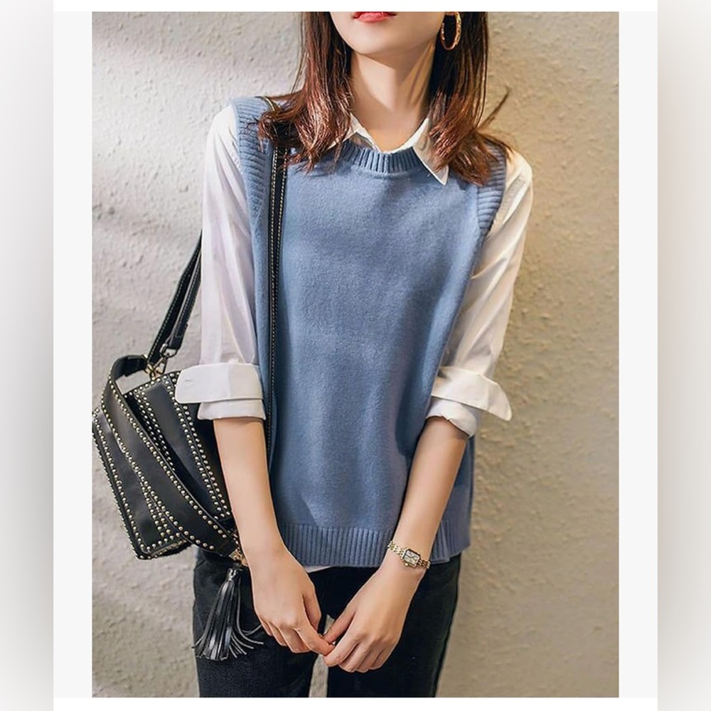 NET BLUE SWEATER VEST-S